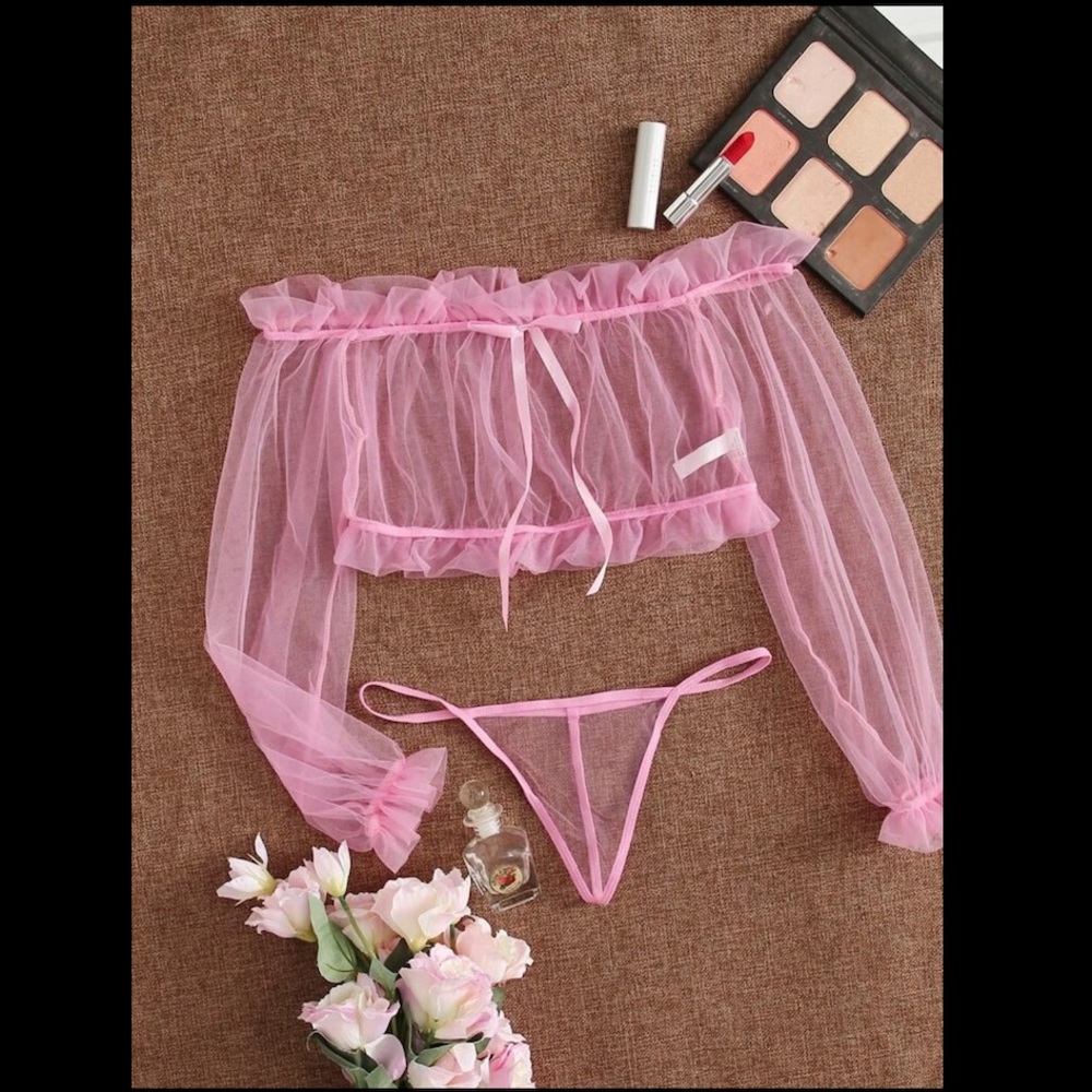 SEXY PINK SHEER LINGERIE SET (MEDIUM)